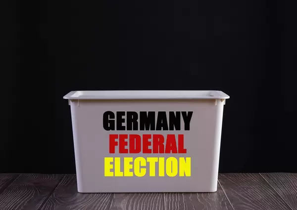 Ballot box with Germany Federal Election text on black background