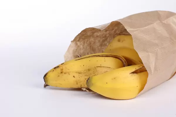 Banana peels in a paper bag