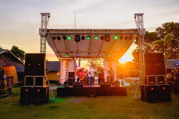 Band performing during sunset at Camp Zion (Flip 2019)
