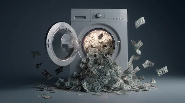 Bargeld aus Waschmaschine überquillt