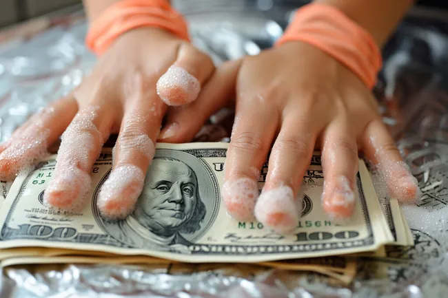 Bargeld in der Hand mit Dollarnoten