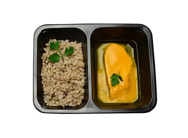 barley and chicken in orange sauce