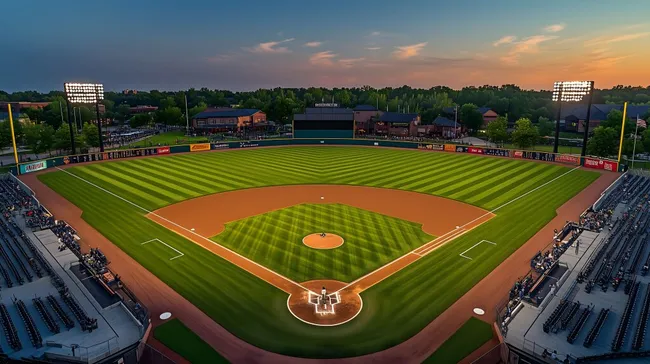 Baseball-Stadion bei Sonnenuntergang