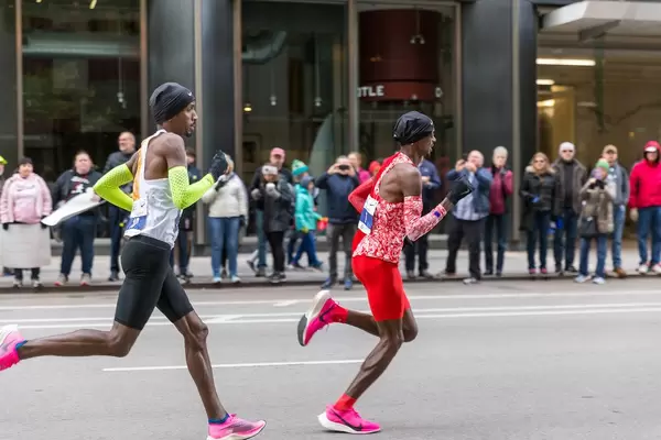 Bashir Abdi and Sir Mo Farah at the Chicago Marathon 2019: last year's winner had his worst ever marathon time, while Abdi ranked 5th