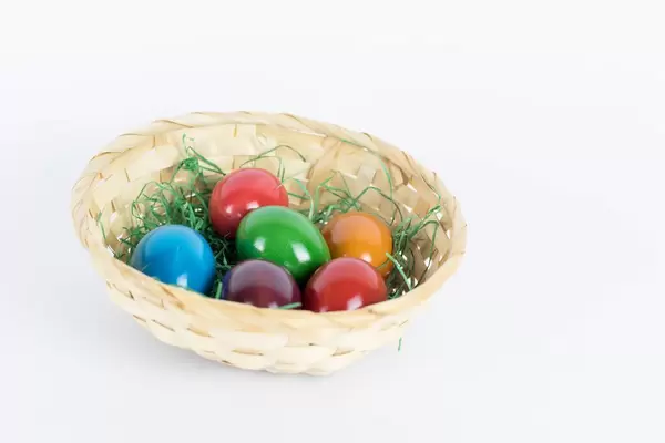Basket full of Easter eggs