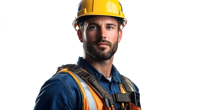 Bauarbeiter in Schutzausrüstung auf Baustelle