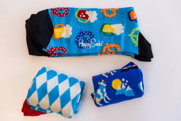 Bavarian Happy Socks top view in blue