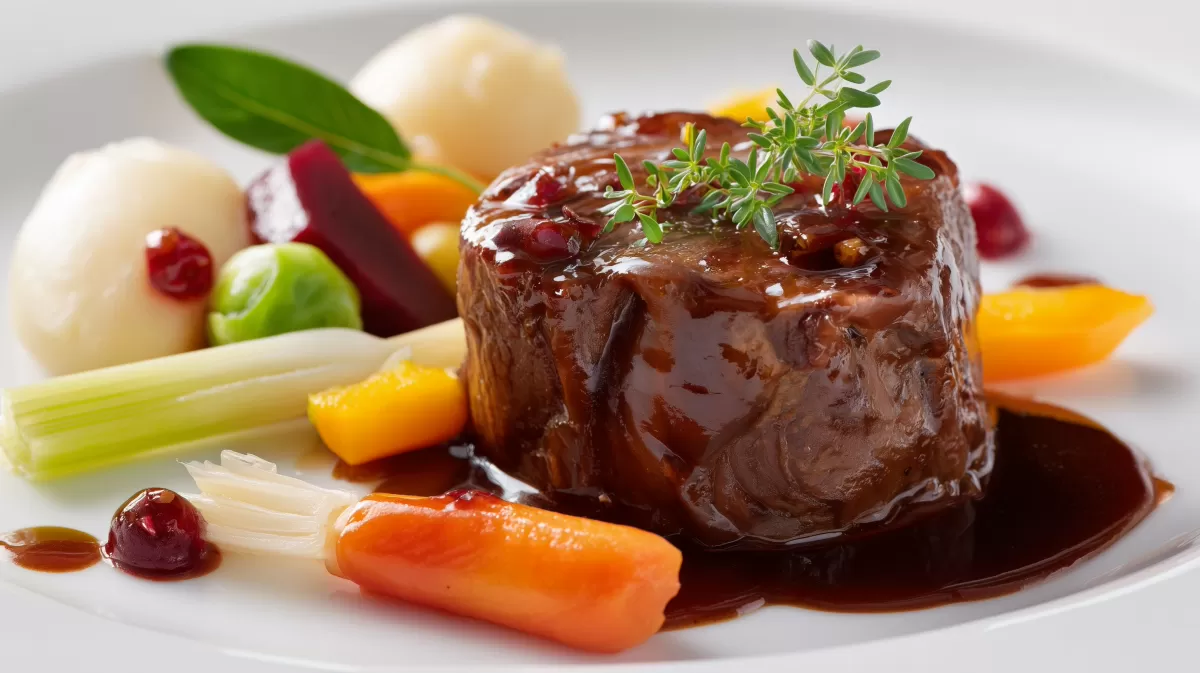 Bayerischer Sauerbraten Bfflamott mit Gemüse und Soße