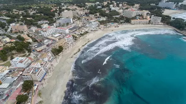 Beach in Peguera, Mallorca photographed with a drone