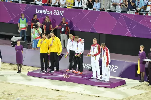 Beach Volleyball Siegerehrung bei den London Olympics 2012
