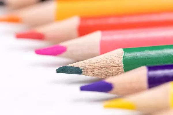 Beautiful Colorful Wooden Pencils aligned diagonal