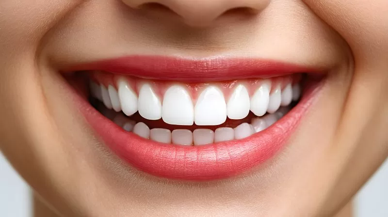 Beautiful Female Smile Showing Perfect White Teeth