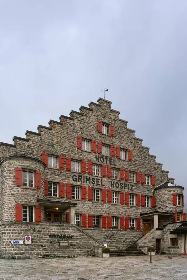 Beautiful old stone hotel – Grimsel Hospiz – in Switzerland