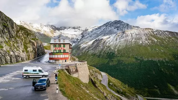 Beautiful old Swiss hotel in Alps with an amazing view