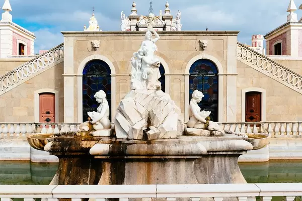 Beautiful Portuguese fontain in old mansion