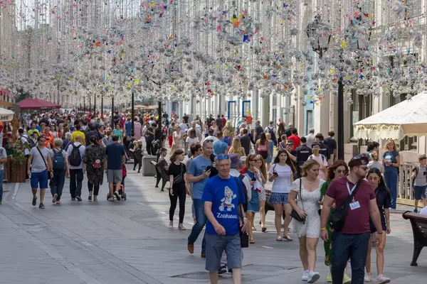 Beautifully decorated Nikolskaya Street during World Cup