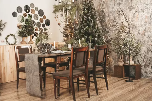 Beautifully served dining table in the new year's interior