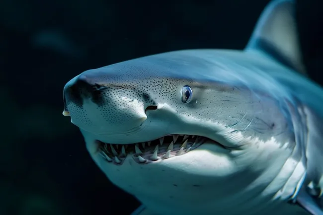 Bedrohlicher Weißer Hai mit offenem Maul