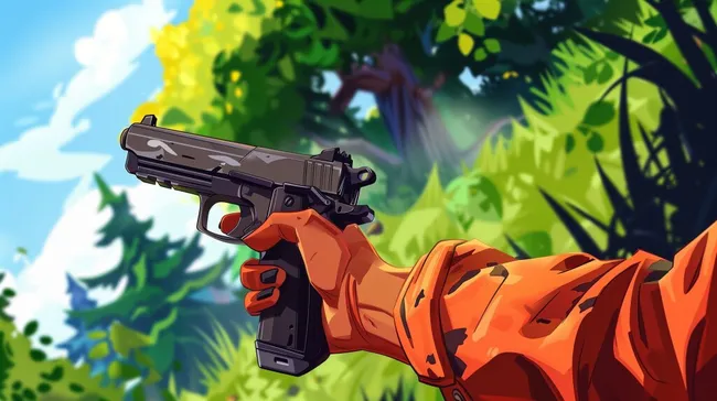 Bedrohliches Gewehr in Dschungelumgebung