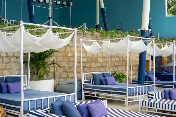 Beds and Sofas with Mattress and Pillows at a Istanbul Beach Club in Phu Quoc, Vietnam