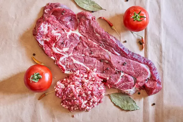 Beef meat with spices and tomatoes