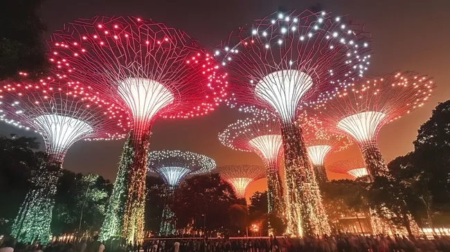 Beeindruckende Lichtshow in den Supertrees von Singapur