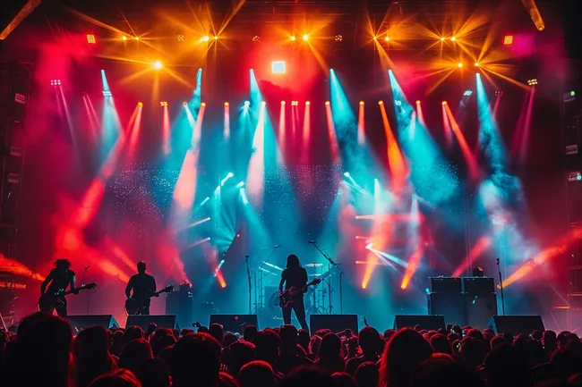 Beeindruckende Rockkonzertbeleuchtung auf der Bühne