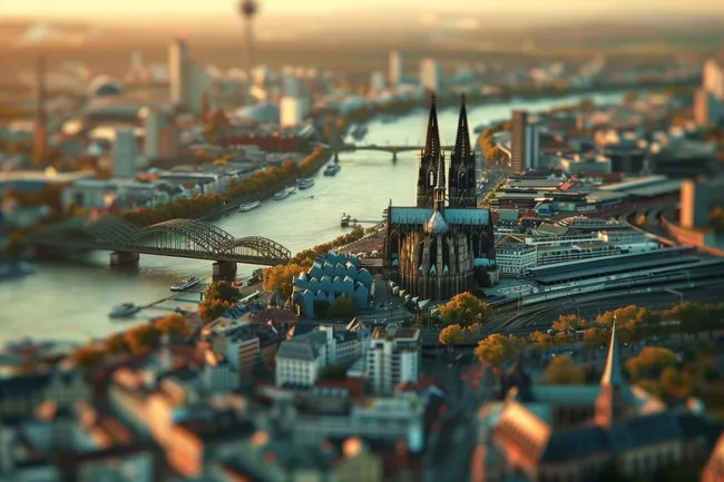 Beeindruckende Skyline der Kölner Altstadt mit Rheinufer