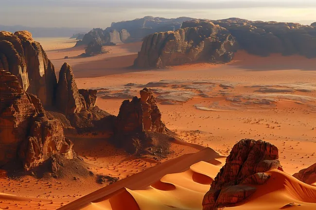 Beeindruckende Wüstenlandschaft in Wadi Rum, Jordanien