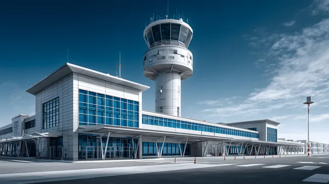 Beeindruckender Flughafen-Komplex bei Tageslicht