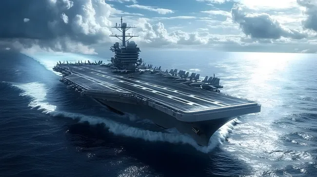 Beeindruckender Flugzeugträger auf stürmischer See