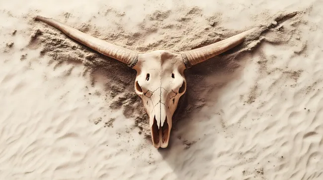 Beeindruckender Rinderschädel in der Wüste