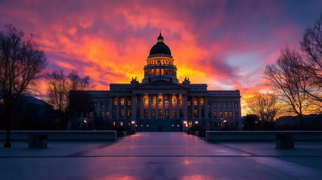 Beeindruckendes Kapitolgebäude bei Sonnenuntergang