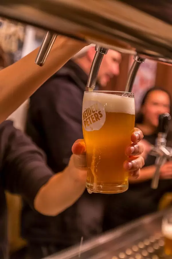 Beer on tap in a pub