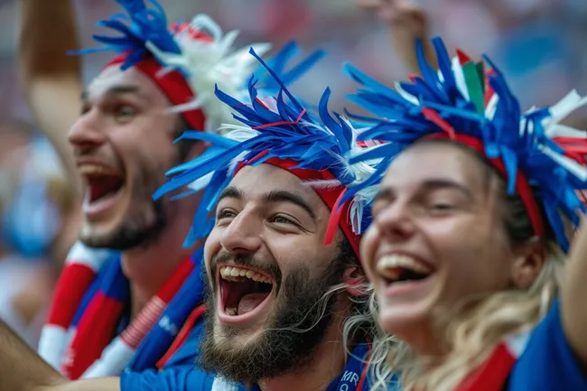 Begeisterte französische Fußballfans feiern lautstark