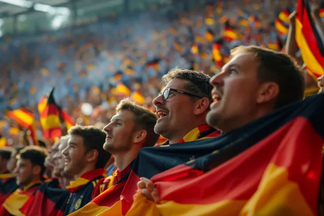 Begeisterte Fußballfans auf der Tribüne