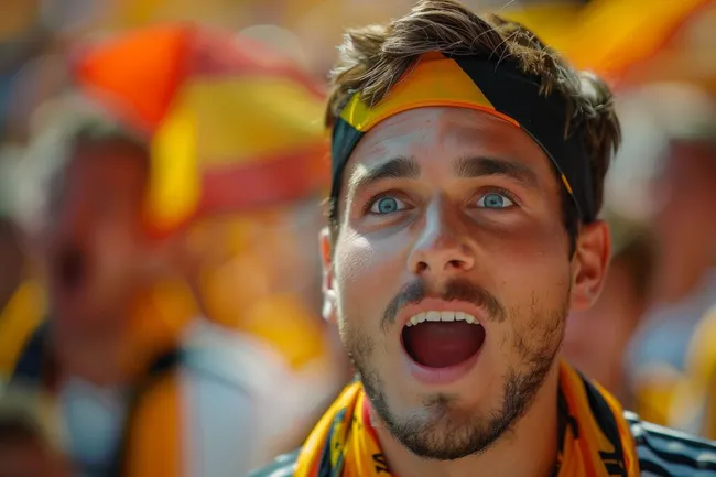 Begeisterter Fußballfan fiebert leidenschaftlich mit