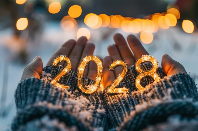 Begrüßung des neuen Jahres 2028