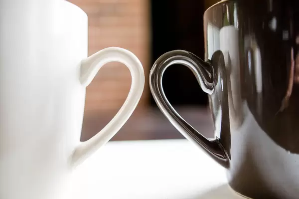 Beige and brown cup handles