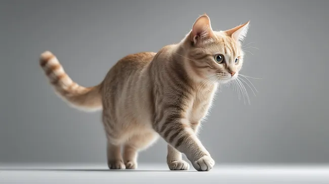 Beige getigerte Hauskatze in minimalistischem Ambiente