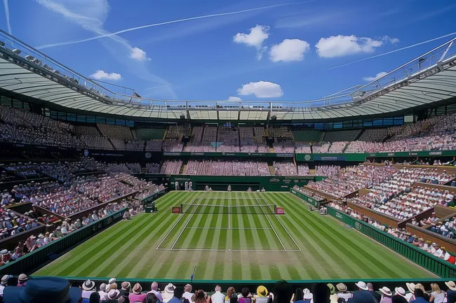Belebende Stimmung auf Tennisplatz Wimbledon