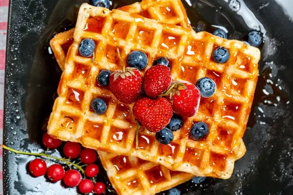 Belgian or french waffles for breakfast