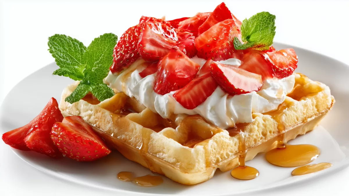 Belgische Waffeln mit Erdbeeren und Schlagsahne