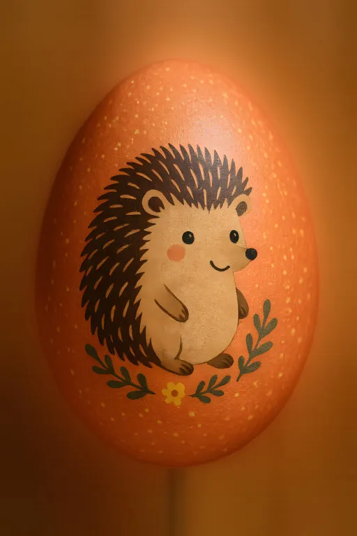 Bemaltes Osterei mit niedlichem Igel-Motiv