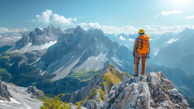 Bergsteiger in den Alpen mit atemberaubender Bergwelt