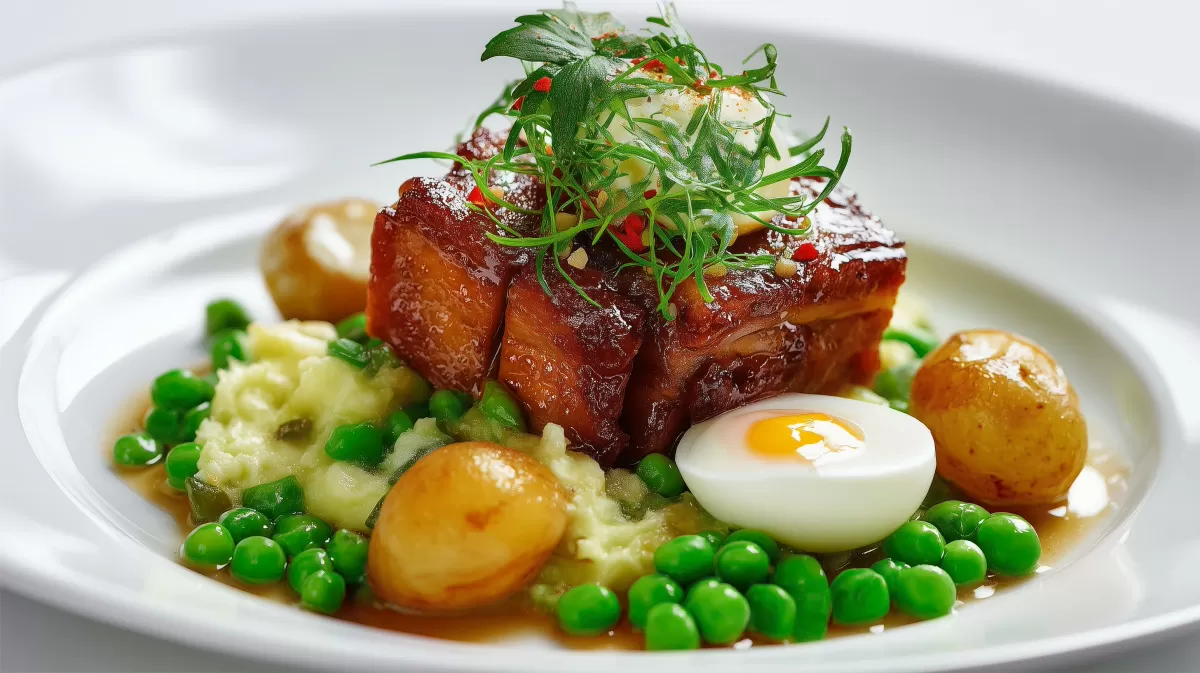 Berliner Eisbein auf Sauerkraut mit Erbsenpree