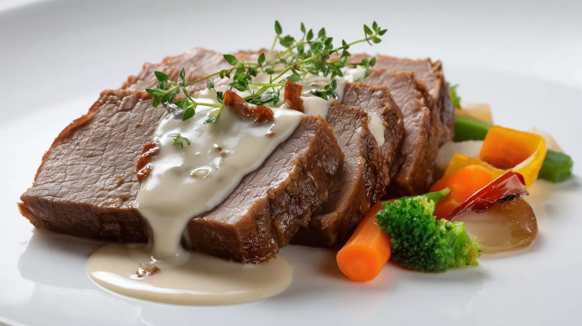 Berliner Sauerbraten in Weißbier-Sauce mit Gemüse