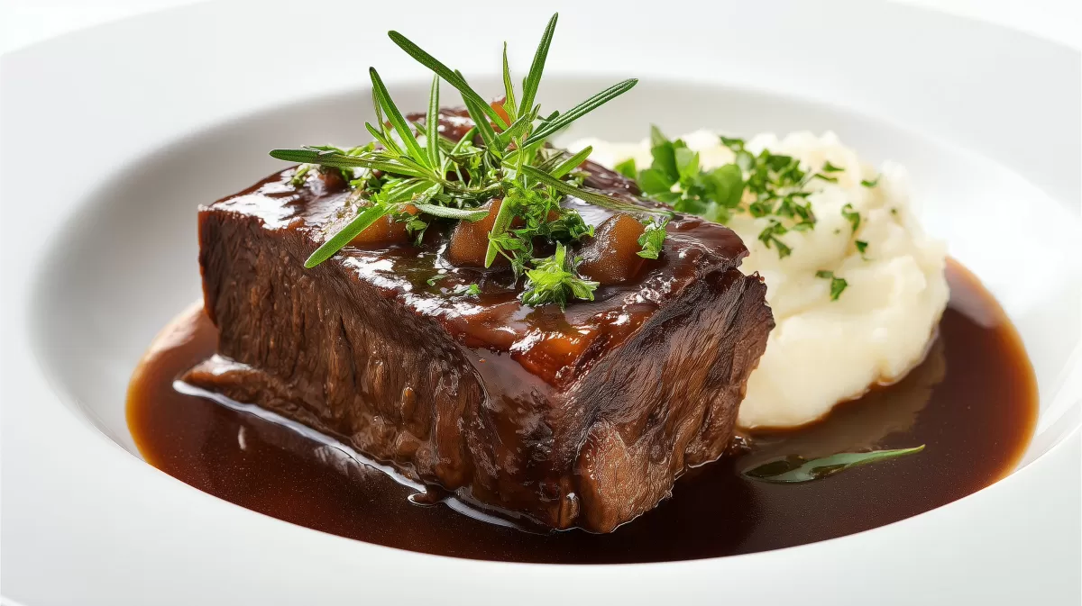 Berliner Schmorbraten mit Berliner Weiße serviert
