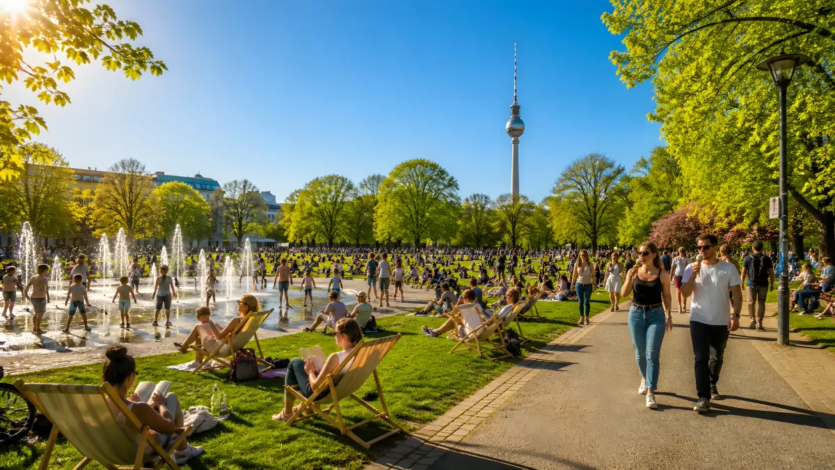 Berliner Volkspark im Sommer mit Fernsehturm