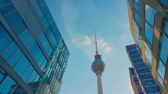 Berlins charakteristischer Fernsehturm in modernem Stadtbild